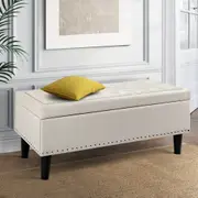 96cm Artiss Storage Ottoman Blanket Box Linen Taupe