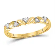 14k Yellow Gold Round Diamond 5-Stone Stackable Band Ring 1/10 Ctw