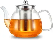 42oz/1250ml Glass Tea Kettle，Glass Teapot with Removable Stainless Steel Infuser, for Blooming and Loose Leaf Tea, Stovetop & Microwave Safe Tea Pot, Tea Maker's Choice