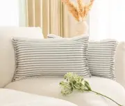 Set of 2 Fringe Lumbar Pillow Covers with Tassels Chic 12 x 20-Inch Black
