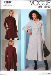 Vogue V1837 Misses 8 to 16 Double Breasted Flared Coat Uncut Sewing Pattern