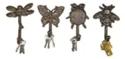 Cast Iron Rustic Bee Ladybug Butterfly and Dragonfly Bugs Wall Hooks Set Of 4