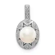 Sterling Silver Diamond & Cultured Pearl Pendant