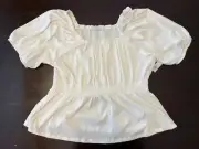 Old Navy Smocked Top Blouse Women's Sz XXL Off White Peasant Boho Cottagecore