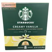 Starbucks Creamy Vanilla Flavored Coffee Nespresso Vertuo 8 Capsules 3.52 oz
