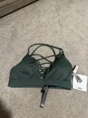 NWT VICTORIA’S SECRET Cross Front Strappy Sports Bra, Size XS Green/blue/teal