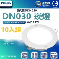 在飛比找momo購物網優惠-【Philips 飛利浦照明】10入組 DN030 14W崁