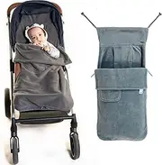 Buggysnuggle Universal Snuggle Fleece Baby Stroller Footmuff Bunting Bag, 2-in-1 Seat Liner & Pushchair Footmuff to Keep Baby Warm & Dry, Just Charcoal