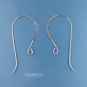 Solid Sterling Silver Dot End French Hook Ear Wires Earrings 36mm (1.4") #33584