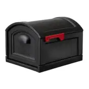 Step2 Mailbox 20"x17"x14" XL Post-Mount Onyx Black w/Flags+Handles Decorative