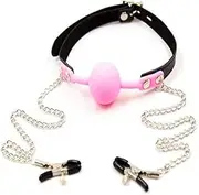 Silicone Mouth Plug Milk Clip Soft Ball Solid Mouth Ball Pink Bed Restraint Set