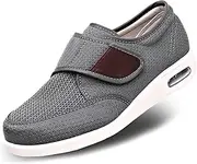 Orthoshoes Mens Diabetic Edema Shoes Lightweight Walking Mesh Breathable Wide Sneakers Strap Adjustable Easy On and Off for Elderly, Swollen Feet, Plantar Fasciitis