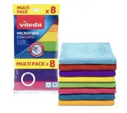 Vileda Colours Microfibre Cloths , 8 Pack , Superior Absorbency Machine Washable
