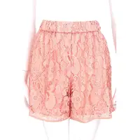 在飛比找Yahoo奇摩購物中心優惠-MOSCHINO 粉橘色蕾絲設計短褲