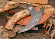 Viking Pizza Cutter Axe Handmade Carbon Steel Custom Hatchet Tomahawk Hand - AU