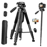 Tripod for Camera, 72" Tall Camera Tripod Monopod with Remote, 72 INCH Black