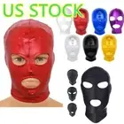Men Roleplay Cosplay Costume Zipper Eyes& Mouth Full Gimp Hooded face cover