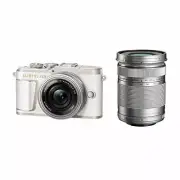 OLYMPUS Mirrorless Digital Camera 16.15MP PEN E-PL10 EZ Double Zoom Kit White