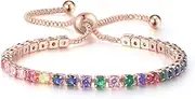 Delicate Rainbow Tourmaline Ionic Bracelet, Slimming Magnetic Bracelet, Adjustable Crystal Healing Bracelet Weight Loss (Gold)