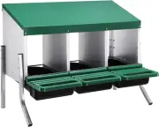 Chicken Nesting Box 3 Compartments Roll Away Hen Chook Laying Nest Boxes Coop...