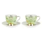 2x 2pc LMD Farm Lane New Bone China Tea Cup & Saucer 200ml Drinkware Set Green