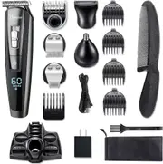 HATTEKER 5 In 1 Beard Trimmer Kit For Men Cordless Mustache Trimmer Hair Trimmer Groomer Kit Precision Trimmer Nose Hair Trimmer - Waterproof USB Rechargeable