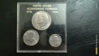 在飛比找Yahoo!奇摩拍賣優惠-美國1976年建國200周年紀念套幣三枚，unc未使用，背面