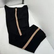 Eileen Fisher 100% Silk Georgette Crepe Straight Pants Side Stripe Sz 10 $298