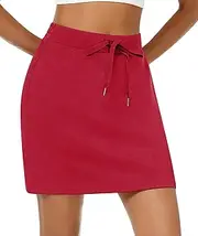 [Casly Lamiit] Women's Mini Skort Casual Drawstring High Waisted Short Sweat Skirt with Pockets