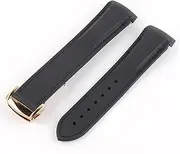 [ALMVIS] 20mm 21mm 22mm Curved End Silicone Rubber Watch Band Fit for Pagani Watch Fit for Huawei Fit for GT2 Magic Watch 2 Fit for Honor Fit for Samsung Galaxy Watch S3 S4(Black Black 3)