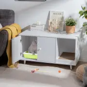 CostwayCat Litter Box Enclosure with Divider for Large Cat & Kitty White
