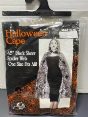 New BLACK SPIDER WEB CAPE sheer witch vampire sexy womens halloween costume