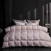 Lightweight Goose Feather Comforter - Feather Duvet Insert - 800 Fill Power Fluffy Cozy Down Comforters for Warm Weather/Hot Sleepers, Ultra Soft Jacquard 100% Cotton Shell,A,200x230CM/79 x90
