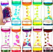 Motionchic 10 Pack Liquid Motion Bubbler Timer for Teens and Adults Calming Fidget Toy Colorful Stress Relief Liquid Timer Oil and Water Liquid Hourglass Relaxation Stress and ADHD Anxiety Autism