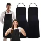 Cotton Black Bib Apron 2 Pack with 4 Pockets Adjustable Straps Cooking Baking...