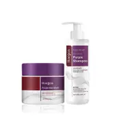 unbrand Maca Purple Hair Mask and Purple Shampoo Set,Maca Essence Purple Shampoo,Neutralizes Brass & Yellow Tones For Blonde Silver Gray Highlighte...