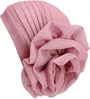 [Generic] Women Elastic Glitter Big Flower Turban Beanie Head wrap Hair Loss Chemo Cap Hat