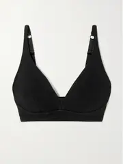 [Skin] Skin - + Net Sustain Gracelynne Stretch Organic Pima Cotton-jersey Soft-cup Bra - Black - small small Black