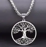 Stainless Steel Celtic Tree of Life Necklace with 50cm (19.7 in) round box chain