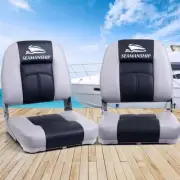 2x Folding Boat Seats Marine Seat Swivel Base Seating Salt Water UV Resistant