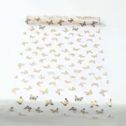 5 White Gold Sheer Organza Table Runners Metallic Foil Butterfly Motifs Party