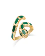 Bloomingdale's Fine Collection 14K Yellow Gold Malachite Snake Ring with Diamonds, 0.07 ct. t. w.
