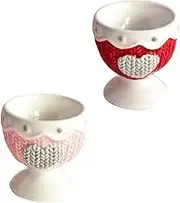 2Pcs Creative Ceramic Egg Holder European Style Breakfast Egg Cups for Home Use for Boiled Eggs Appetizers Romantic Valentine Day Decor