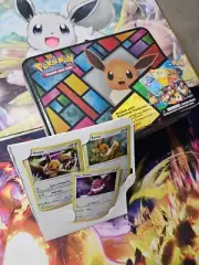 Pokemon TCG Eevee Treasure Chest Eeveelution Lunchbox Tin 5 Packs + Eevee Promos