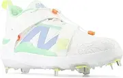 [New Balance] Men's FuelCell Lindor V2 Metal Baseball Shoe, Optic White/Neon Dragonfly/Electric Jade, 16