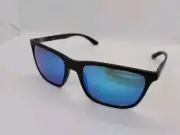 NEW Ray Ban RB4385 601SA1 Chromance Polarized Black Matte Blue Mirror Sunglasses