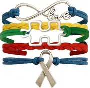 Infinity Collection - Autism Gift, Autism Charm Infinity Bracelet, Autism Awareness Jewelry, Puzzle Piece Heart Charm