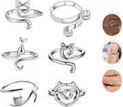 6pcs Adjustable Crochet Loop Ring,Cat Shape Knitting Crochet Ring