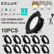 10x LED Downlight Kit 10W Tri-Color Ceiling Spot light Dimmable Day Light 90mm