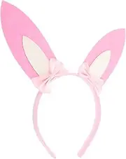 Rabbit Ears Headdress Rabbit Headwear Pigs Ears Chipmunk Ears Headband Inflatable Costumes Easter Bowknot Plush Bunny Cartoon Rabbit Headband Rabbit Ear Headband Cloth Pink